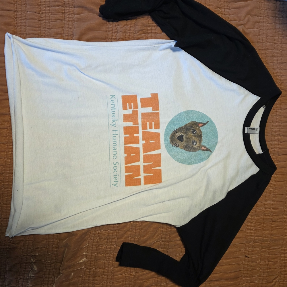 American Apparel White Body Black Sleeves 'Team Ethan' Raglan Shirt